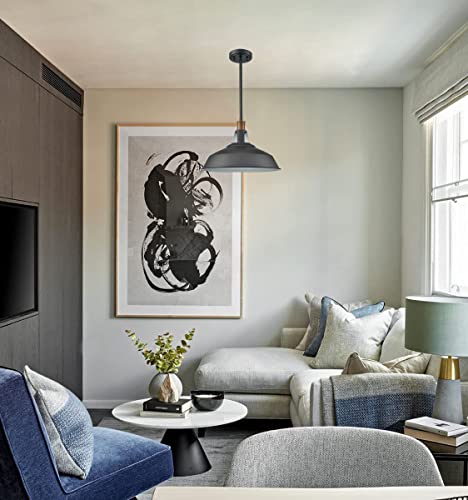CLAXY Farmhouse Pendant Lighting Matte Black Barn Hanging