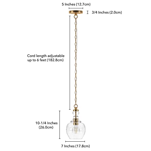 Henn&Hart 7" Pendant Light in Brass/Seeded Glass