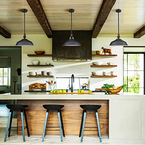 CLAXY Farmhouse Pendant Lighting Matte Black Barn Hanging