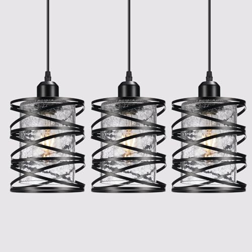 Modern Black Farmhouse Pendant Lights - Set of 3