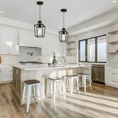 Adjustable Black Lantern Pendant Light for Kitchen Island