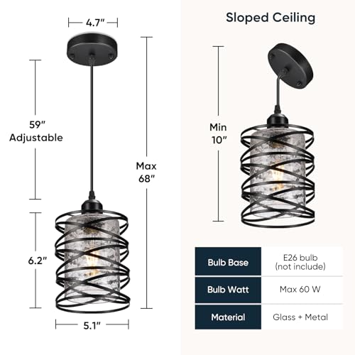 Modern Black Farmhouse Pendant Lights - Set of 3