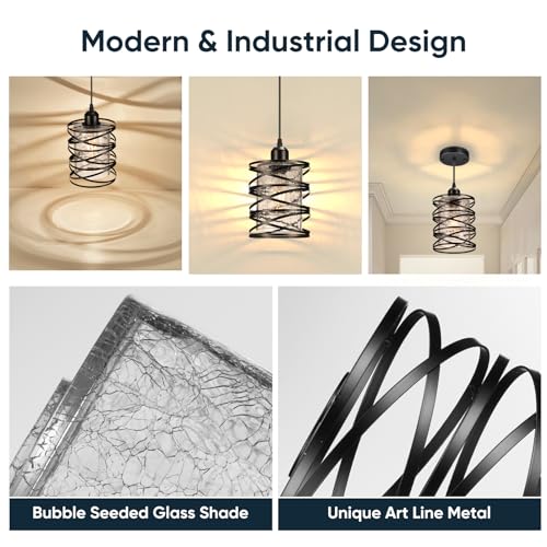 Modern Black Farmhouse Pendant Lights - Set of 3