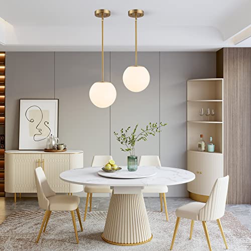 DALIVOL Modern Opal Glass Globe Pendant Light Gold Finish