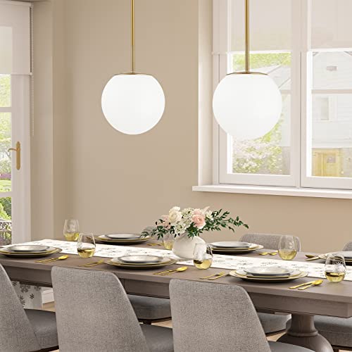 DALIVOL Modern Opal Glass Globe Pendant Light Gold Finish