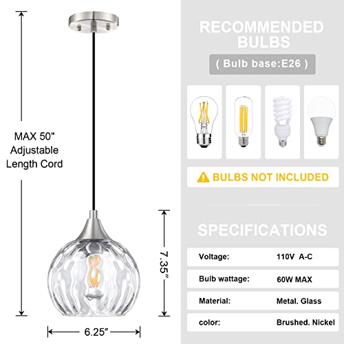 3 Pack Modern Farmhouse Pendant Lights Brushed Nickel