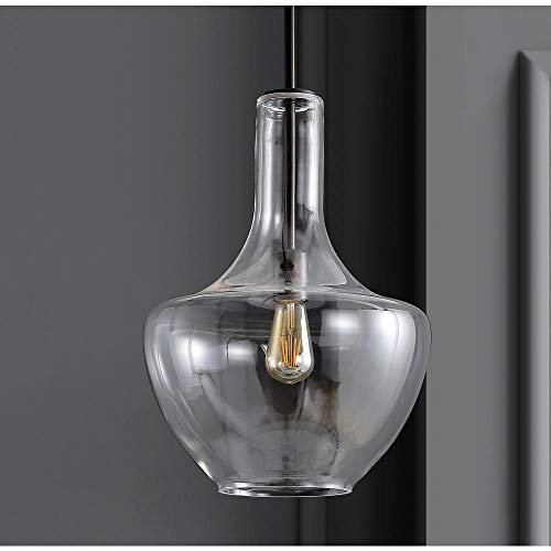 Glass/Metal LED Pendant Light, Dimmable, Farmhouse Style