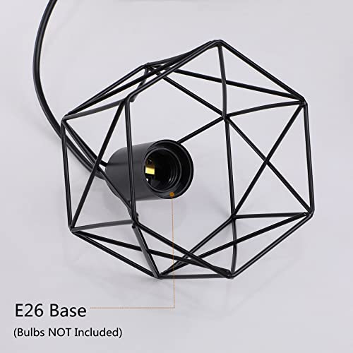 2 Pack Vintage Cage Black Pendant Light Fixtures