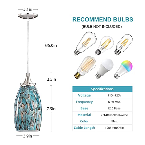Handcrafted Art Glass Pendant Light for Kitchen Island