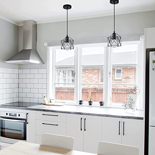 2 Pack Vintage Cage Black Pendant Light Fixtures