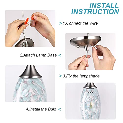 Handcrafted Art Glass Pendant Light for Kitchen Island
