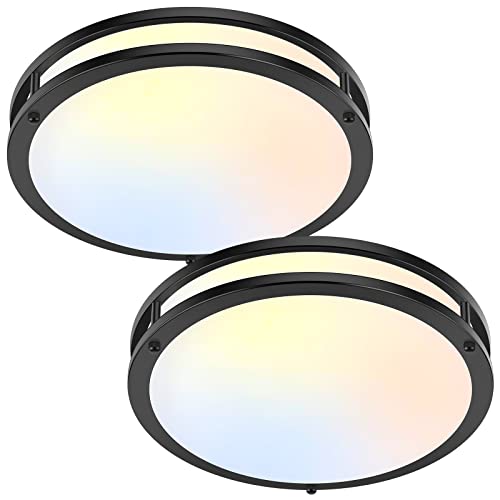 2-Pack 36W LED Black Ceiling Lights, 13" Flush Mount