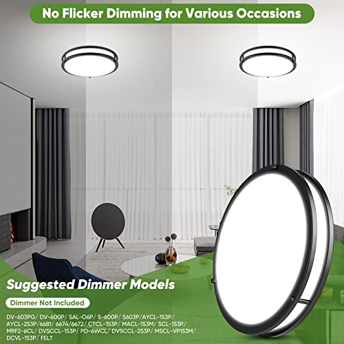 2-Pack 36W LED Black Ceiling Lights, 13" Flush Mount