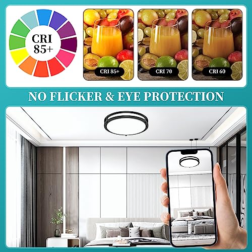 12" 3800LM Dimmable LED Ceiling Light Fixture, Color-Changing