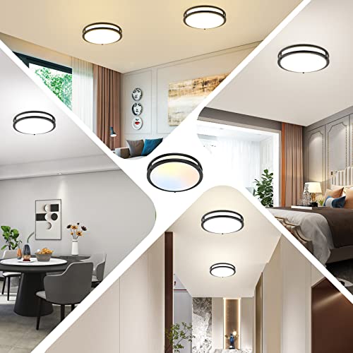 2-Pack 36W LED Black Ceiling Lights, 13" Flush Mount
