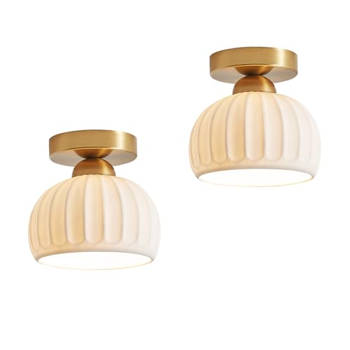 Gold Farmhouse Ceiling Light Fixtures Set of 2
