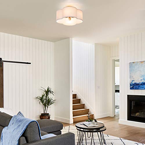 VILUXY Semi-Flush Mount Ceiling Light Cream White 4-Light