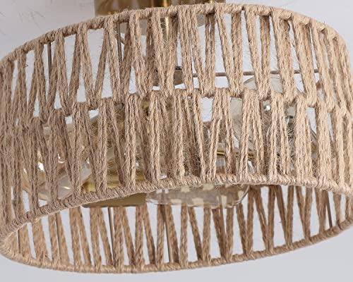 Antique Gold Woven Flush Mount Ceiling Light Fixture