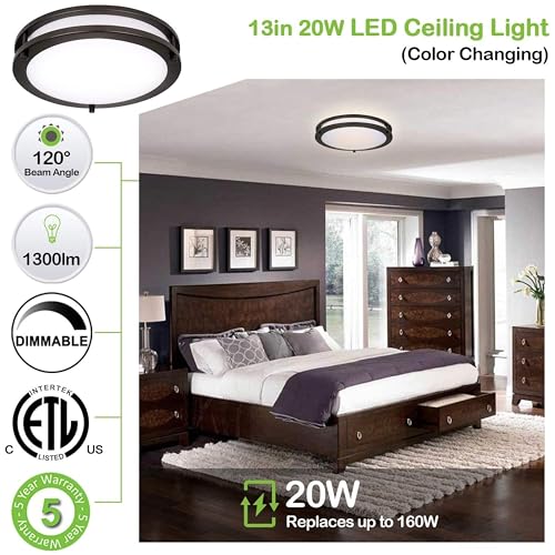 Adjustable 13 inch LED Ceiling Light Fixture, Dimmable