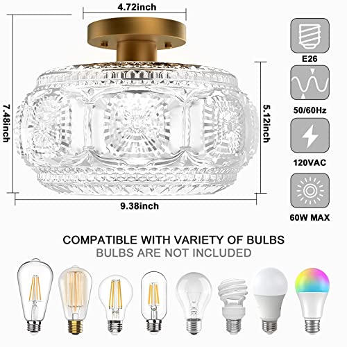 Modern Gold Globe Glass Ceiling Light Fixture