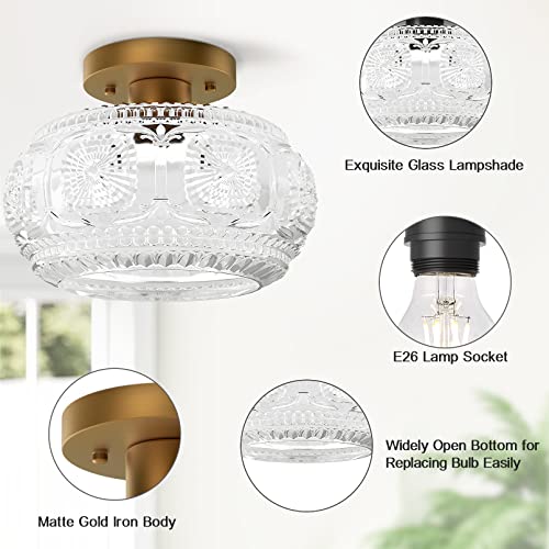 Modern Gold Globe Glass Ceiling Light Fixture