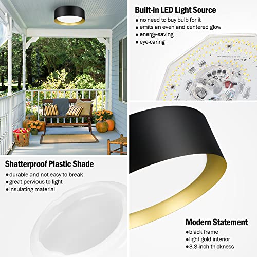 LED Flush Mount Ceiling Light Fixture with 3 Colors