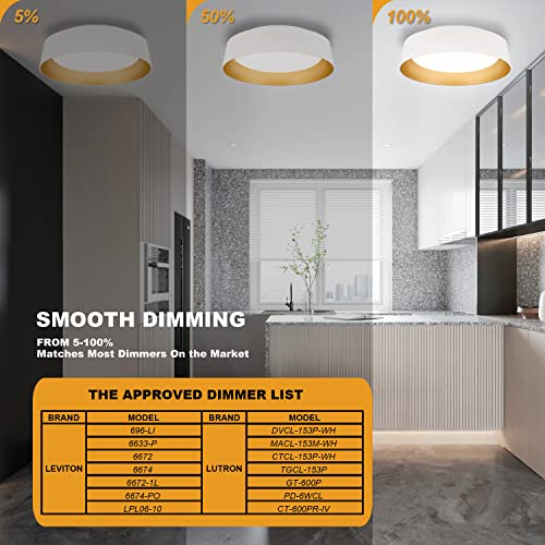 12.5 Inch LED Flush Mount Ceiling Light, 26W, 3 Color Options
