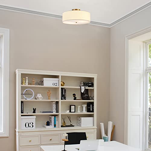 2-Light Flush Mount Ceiling Light - Matte Brass