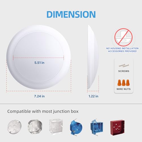 Pack of 6 ECOELER Dimmable LED Flush Mount Lights
