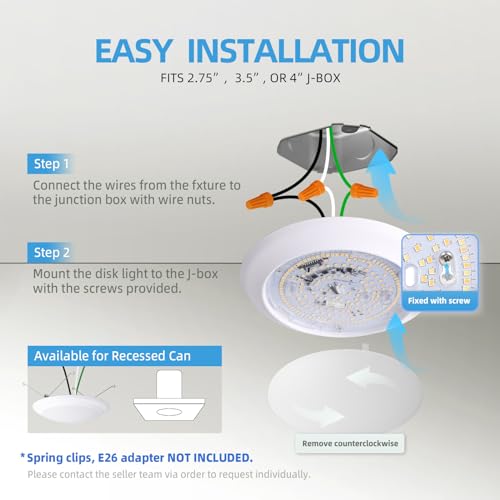 Pack of 6 ECOELER Dimmable LED Flush Mount Lights