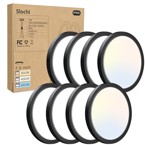 8-Pack LED Ceiling Light Fixture, Modern Kitchen Lamp Black