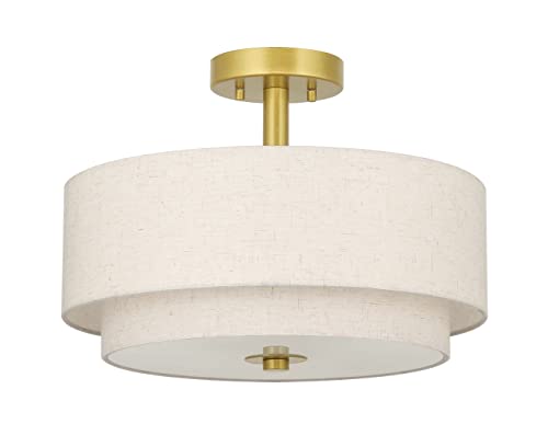 Retro Gold Brass Semi Flush Mount Drum Light