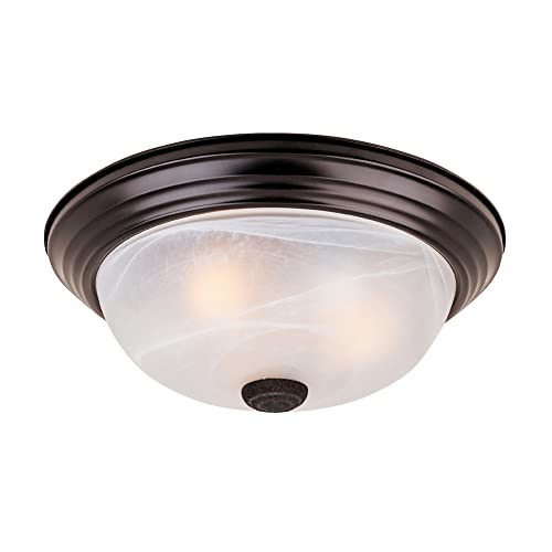 Modern 2-Light Flush Mount Ceiling Light, Alabaster Glass Shade