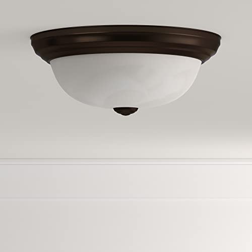 Modern 2-Light Flush Mount Ceiling Light, Alabaster Glass Shade