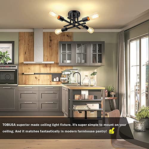 Matte Black Sputnik Chandelier Ceiling Light Fixture 4-Light