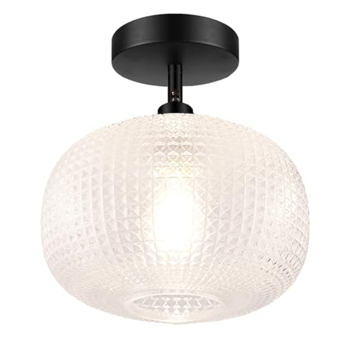 Vintage Industrial Flush Mount Ceiling Light, Globe Glass