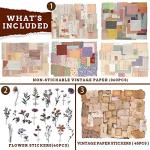 Vintage Scrapbook Paper Kit with Flowers Stickers