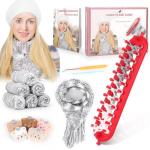 Coopay Loom Knitting Kit for Beginners Adult, Scarf Knitting Loom Set with Yarn & Instructions, DIY Long Knit Loom Quick Loom Knit Kit Easy to Use Knitting Start Kit for Learning to Knit Adult Scarf