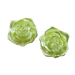 Beading Station 12 Pc Flat Back 3D Rose Cabochons Decorations ~ Jewelry Making DIY Kit/Pack (Green Roses)