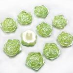 Beading Station 12 Pc Flat Back 3D Rose Cabochons Decorations ~ Jewelry Making DIY Kit/Pack (Green Roses)