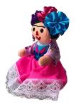 Alkimia Inc Mexican Handmade Maria Painter Rag Doll - 6.5 inches (Pink)
