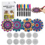 Hula Home Stained Glass Mandala Art Kit - DIY Window Clings with Markers, 10 Suncatchers - Perfect Hobby for Adults, Kids, Teens & Seniors - Ideal Gift for Beginners, Women & Elderly