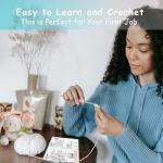 YAMAXIN Crochet Kit for Beginners-Rabbit Flower Animal Easy Learn to Starter Amigurumi Knitting Kit and Yarn Craft Kits for Adults DIY with Step-by-Step Video Tutorials
