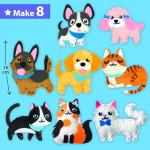 KRAFUN Easy Sewing Kit for Beginner Kids Arts & Crafts, 8 Easy DIY Projects of Stuffed Animal Dolls of Puppies & Kittens, Dogs and Cats, Instructions & Felt, Gift for Girls, Boys, Learn to Sew