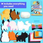 KRAFUN Easy Sewing Kit for Beginner Kids Arts & Crafts, 8 Easy DIY Projects of Stuffed Animal Dolls of Puppies & Kittens, Dogs and Cats, Instructions & Felt, Gift for Girls, Boys, Learn to Sew