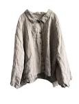 NFYM Women Button Down Linen Shirts Handmade Stitch Long Sleeve Turn-Down Collar Vintage Loose Casual Tops (as1, Alpha, one_Size, Regular, Regular, Grey, One Size)