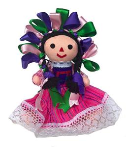 ALKIMIA INC Mexican Handmade Traditional Maria Lele Rag Doll - 7 inches - Pink