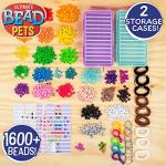 Made By Me Ultimate Bead Pets, Includes Over 1600 Beads, Carabiner Clips, Design Templates, Storage Cases, Create Your Own Backpack Keychain Kit, DIY Keychain Kit, Bead Art Crafts for Kids & Beginners