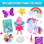 CRAFTSBEE Beginner Sewing Kit for Girls Ages 7+ - 5 DIY Unicorn Felt Stuffed Animals and Plus Pillow Craft, Educational Learn to Sew Unicorn Kit