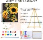 ARTMYRUI Paint by Number for Adults Framed Canvas,DIY Arts and Crafts for Adults Beginner with Wooden Easel,Paint Brushes,Acrylic Paint Set for Home Wall Decor and Gifts 8x12 Inch (Sunflower)